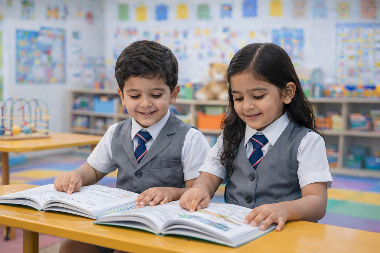 Children engaged in creative preschool classroom activity